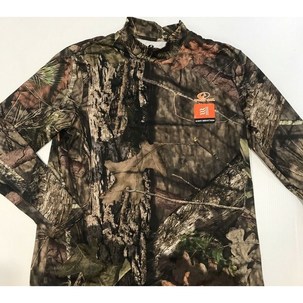 Mossy Oak Thermal Mock Neck Men's Hunting Camouflage Shirt Scent Reduction L
